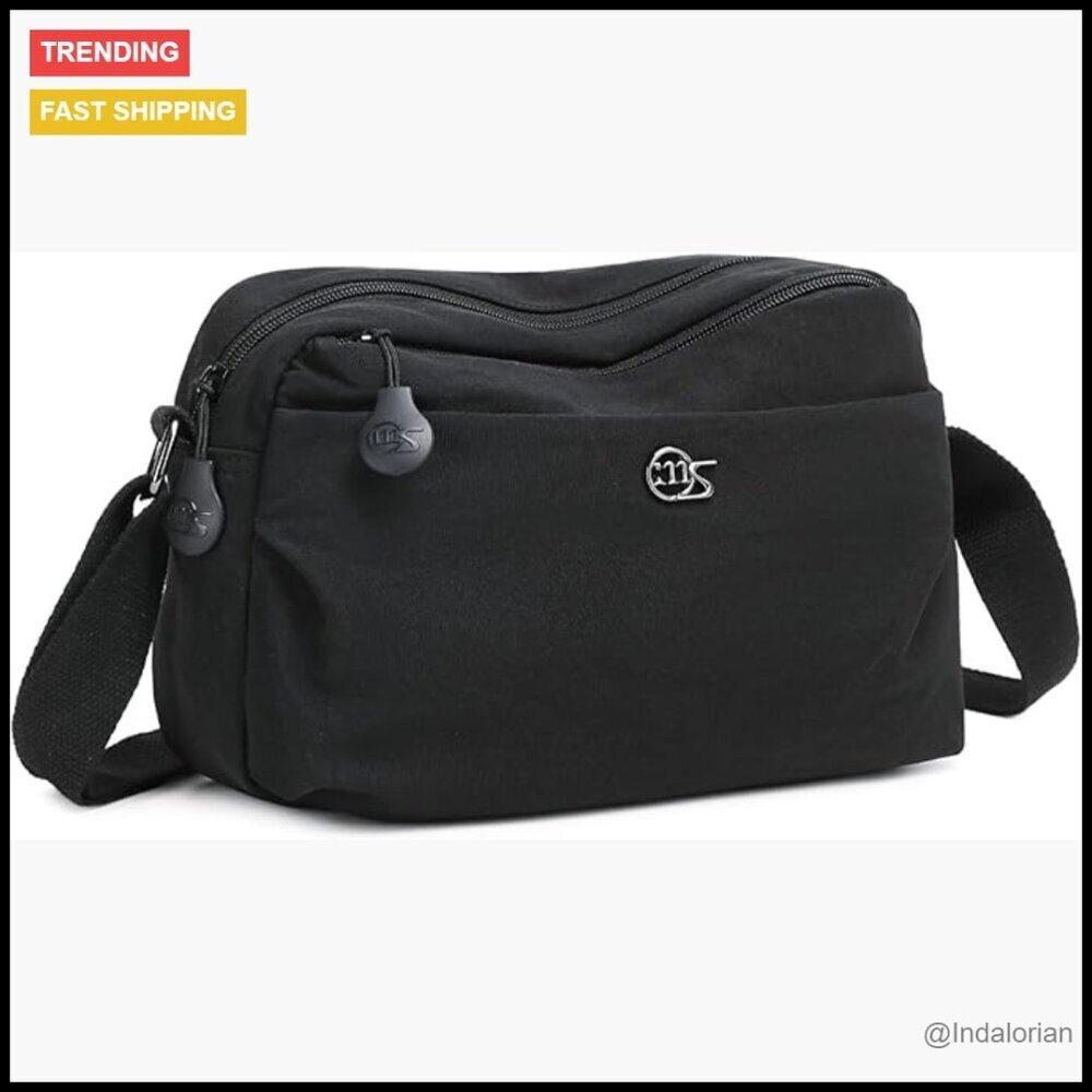 Nylon Crossbody Bag Lightweight Casual Mini Purse Multiple Compartments